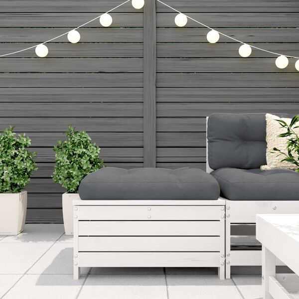 vidaXL haveskammel 62x63,5x32 cm massivt fyrretræ hvid