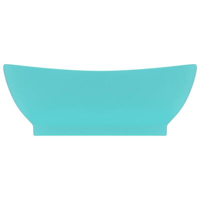 vidaXL luksuriøs håndvask overløb 58,5x39 cm keramik oval mat lysegrøn