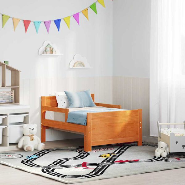 vidaXL Sengestel med hovedgærde Voks brun 80 x 200 cm Konstrueret træ