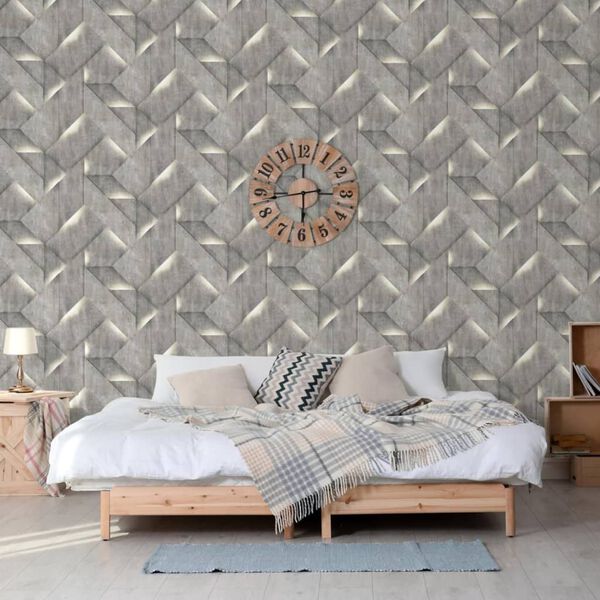 DUTCH WALLCOVERINGS tapet Onyx m&oslash;rkegr&aring;