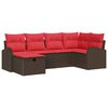 vidaXL Sofa S&aelig;t 6 stk. 6-Antal s&aelig;der Brun og R&oslash;d polyrattan