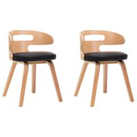 vidaXL spisebordsstole 2 stk. bøjet træ og kunstlæder sort