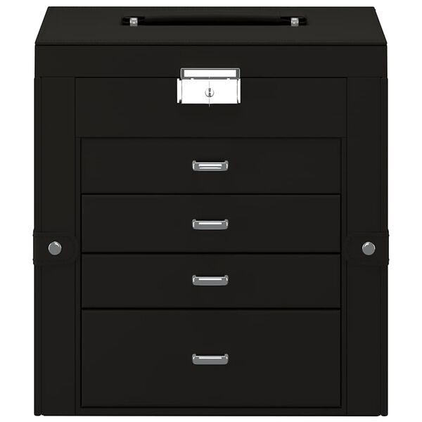 vidaXL smykkeskrin 5-lags med spejl l&aring;sbar sort