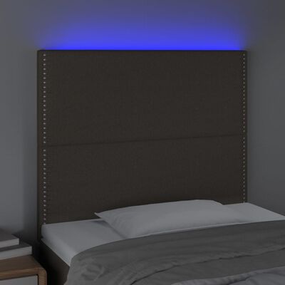 vidaXL sengegavl med LED-lys 80x5x118/128 cm stof gråbrun