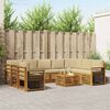 vidaXL Sofas&aelig;t med pude 10 pcs Naturlig og Beige Massivt Akacietr&aelig;