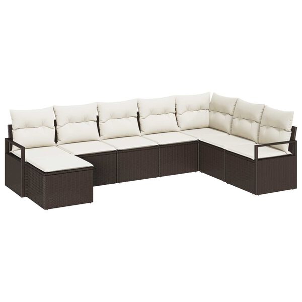 vidaXL Sofa S&aelig;t med pude med opbevaring 8 pcs Brun og Creme polyrattan