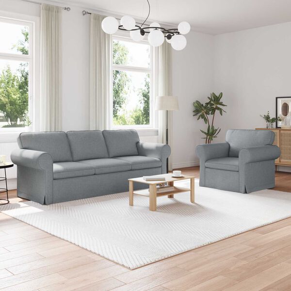 vidaXL Sofa 180cm 2 pcs Lysegr&aring; Metal
