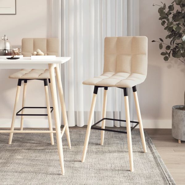 vidaXL barstole 2 stk. stof cremefarvet