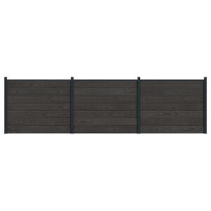 vidaXL Hegnspanel 3 pcs WPC og Aluminium Sort