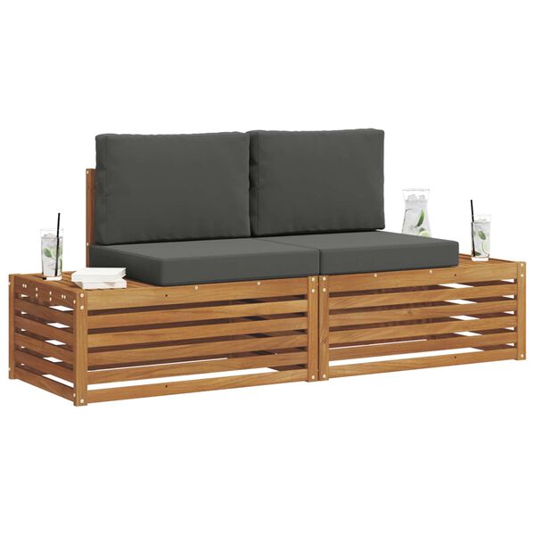 vidaXL Udend&oslash;rs sofagruppe med pude 2 Stk Naturlig og Antracit