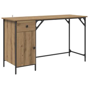 vidaXL Computerbord Artisan Egetr&aelig; 131 x 48 x 75 cm Konstrueret tr&aelig;