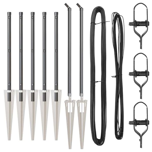 vidaXL Hegnsp&aelig;l 7 pcs Gr&aring; St&aring;l