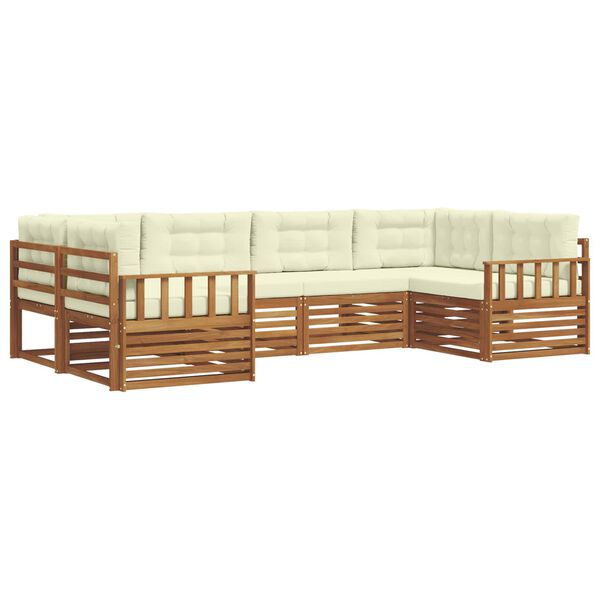 vidaXL Udend&oslash;rs sofagruppe 6 pcs Naturlig og Fl&oslash;de Massivt Akacietr&aelig;