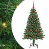 vidaXL Kunstigt juletr&aelig; med stativ Gr&oslash;n 120 cm PVC og St&aring;l og Plastik