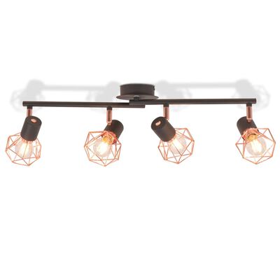 vidaXL loftslampe med 4 spotlys E14 sort og kobberfarvet
