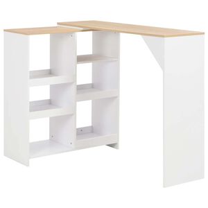 vidaXL barbord med flytbar hylde 138x39x110 cm hvid