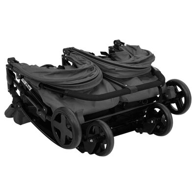 vidaXL tvillingeklapvogn stål mørkegrå og sort