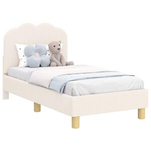 vidaXL Sengestel til tumling med hovedg&aelig;rde Creme 70 x 140 cm Uldstof