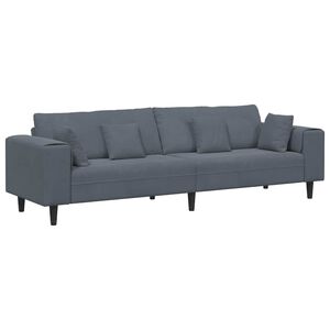 vidaXL Sofa med pude M&oslash;rkegr&aring; 250 x 77 x 76 cm Fl&oslash;jl
