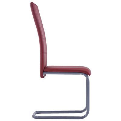 vidaXL spisebordsstole med cantilever 2 stk. kunstlæder rød