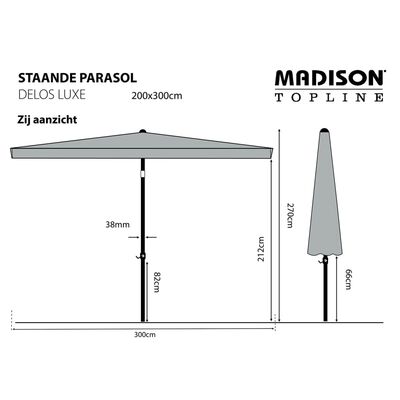 Madison parasol Delos Luxe 300x200 cm grå PAC5P014