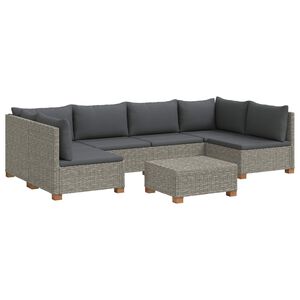 vidaXL 7 stk. Rattan Lounges&aelig;t med Puder GENDT Naturlig rattan
