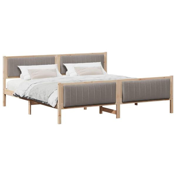 vidaXL Sengestel Brun og taupe 200 x 200 cm Massivt fyrretr&aelig;
