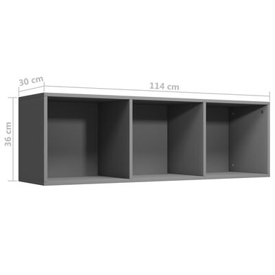 vidaXL bogreol/tv-bord 36x30x114 cm konstrueret træ grå