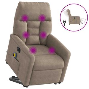 vidaXL massagestol med l&oslash;ftefunktion mikrofiberstof gr&aring;brun