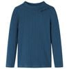vidaXL Lang&aelig;rmet T-shirt til b&oslash;rn str. 140 ribstrikket marinebl&aring;
