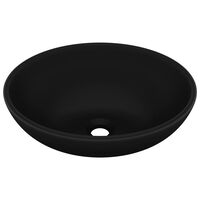vidaXL luksuriøs håndvask 40x33 cm keramisk oval mat sort