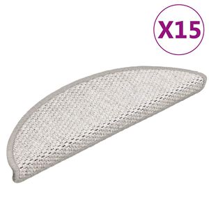 vidaXL selvkl&aelig;bende trappem&aring;tter 15 stk. 56x17x3 cm sisal-look platina