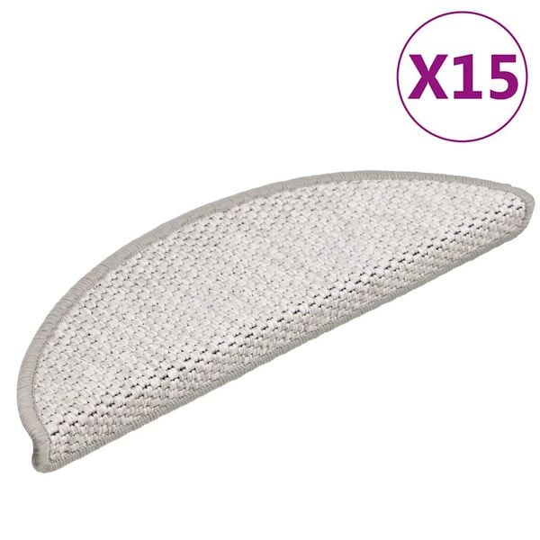 vidaXL selvkl&aelig;bende trappem&aring;tter 15 stk. 56x17x3 cm sisal-look platina
