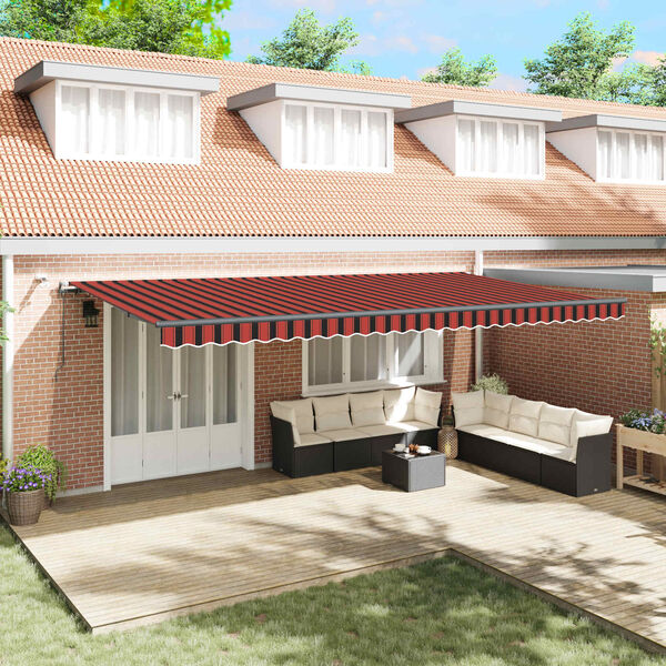 vidaXL Utr&aelig;kkelig Markise med orange og brun 600 &times; 350 cm Stof