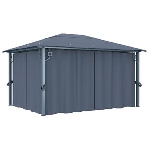 vidaXL havepavillon med gardin 400x300 cm aluminium antracitgr&aring;