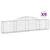 vidaXL buede gabionkurve 9 stk. 300x30x60/80 cm galvaniseret jern