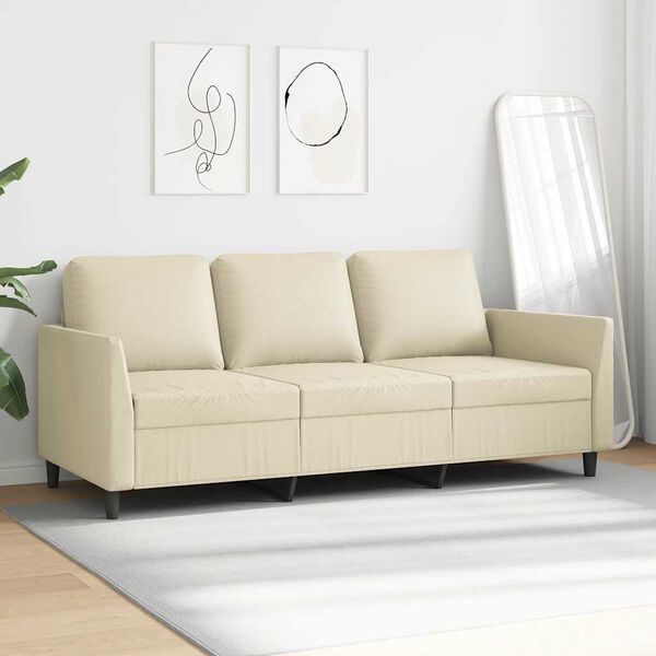 vidaXL 3-personers sofa 180 cm kunstl&aelig;der cremefarvet