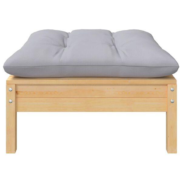 vidaXL 2-personers havesofa med grå hynder massivt fyrretræ