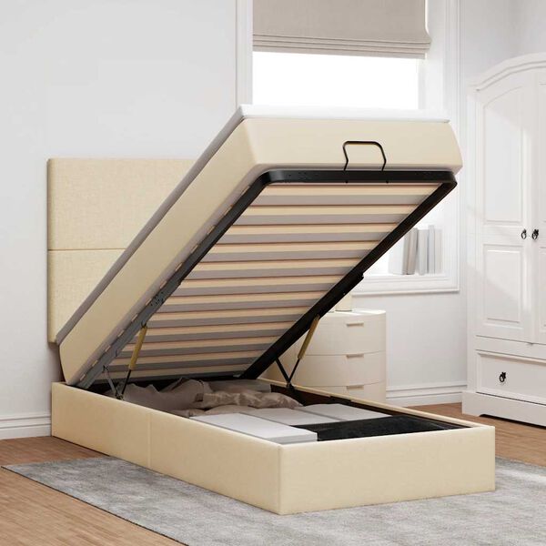 vidaXL osmannisk sengeramme med madras 80x200 cm stof cremefarvet