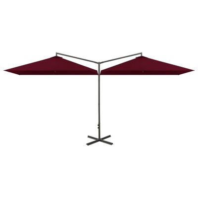 vidaXL dobbelt parasol med stålstang 600x300 cm bordeaux