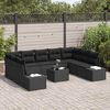 vidaXL Havesofa S&aelig;t med pude 10 pcs Sort polyrattan