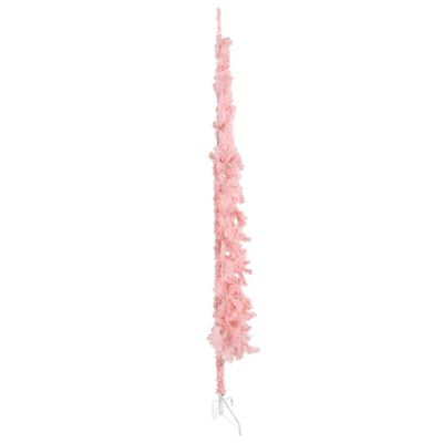 vidaXL kunstigt halvt juletræ med juletræsfod 240 cm smalt pink