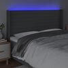 vidaXL sengegavl med LED-lys 183x16x118/128 cm stof m&oslash;rkegr&aring;