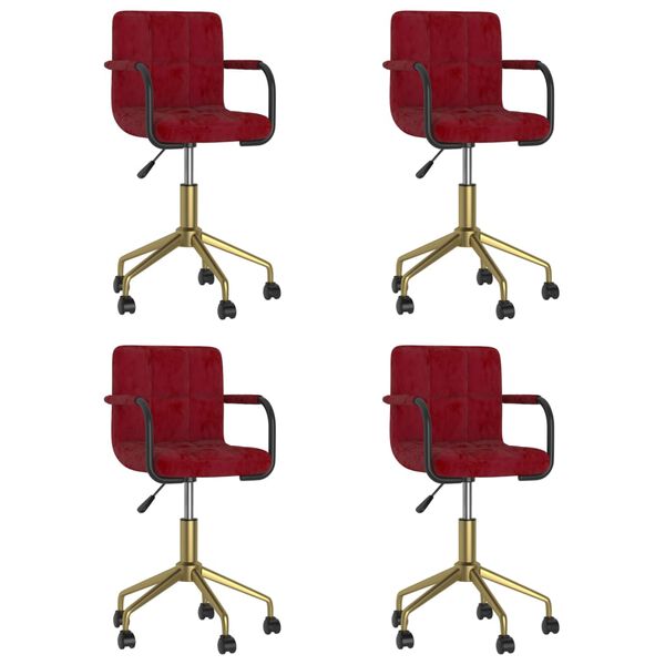 vidaXL drejelige spisebordsstole 4 stk. fl&oslash;jl vinr&oslash;d