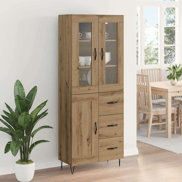 vidaXL Highboard Artisan Egetr&aelig; 69,5 x 34 x 90 cm Konstrueret tr&aelig;