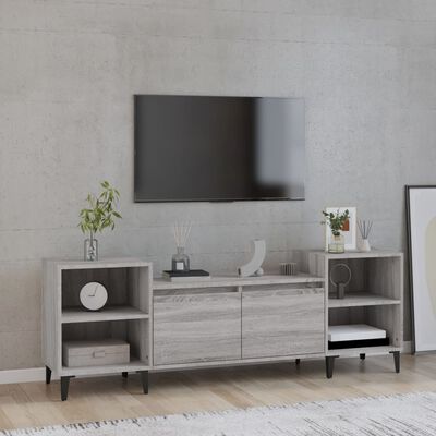 vidaXL tv-bord 160x35x55 cm konstrueret træ grå sonoma-eg