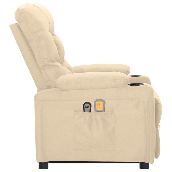 vidaXL løftestol med massagefunktion stof cremefarvet