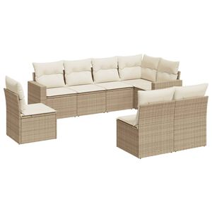 vidaXL sofas&aelig;t til haven 8 dele med hynder polyrattan beige