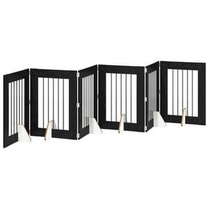 vidaXL Sammenklappelig hundegitter med stativer 6 stk. Sort eg 362 cm