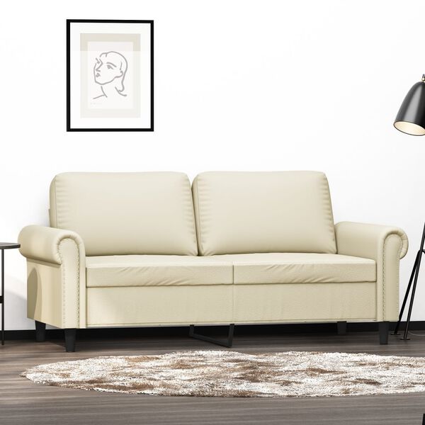 vidaXL 2-personers sofa 140 cm kunstl&aelig;der cremefarvet
